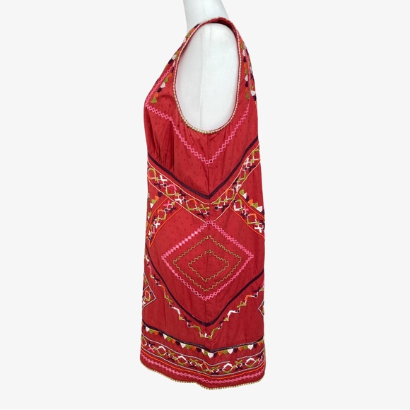 Anthropologie Embroidered Statement Mini Dress Light Red Large NWT - Picture 9 of 17